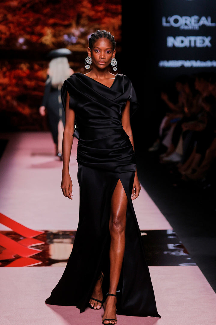 Column Dress with an Open Neckline