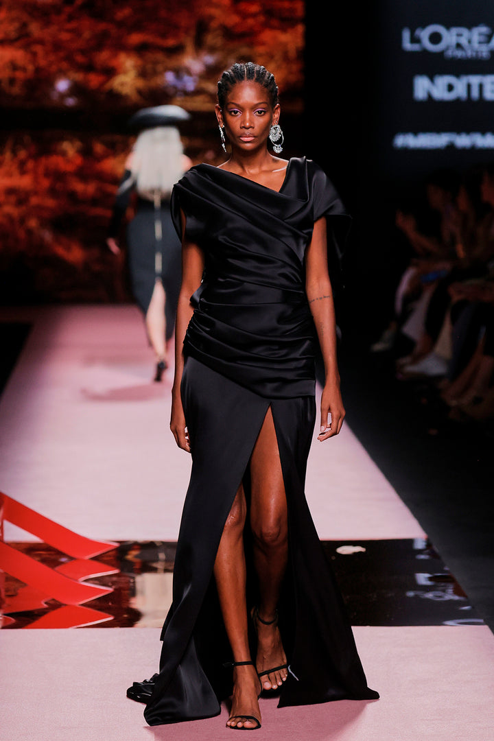 Column Dress with an Open Neckline