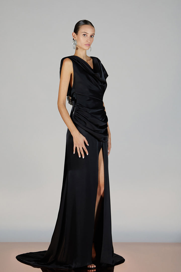 Column Dress with an Open Neckline