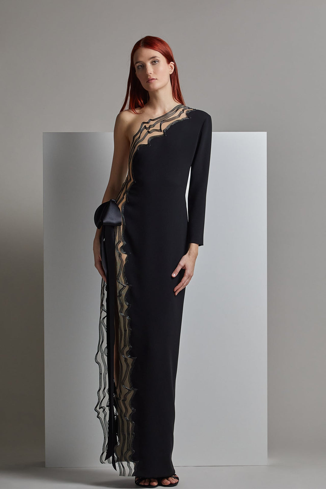 straight cut evening dresses Demetrius Silk Cady Evening Dress