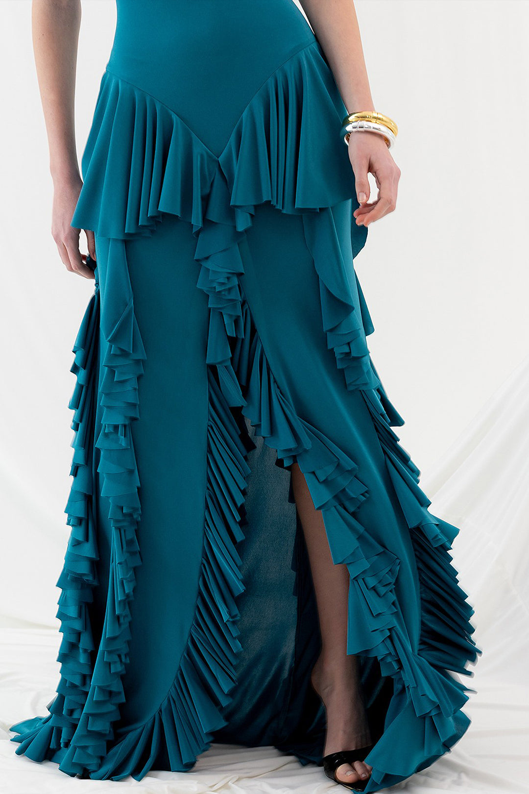 A-line Long Dress with Ruffles