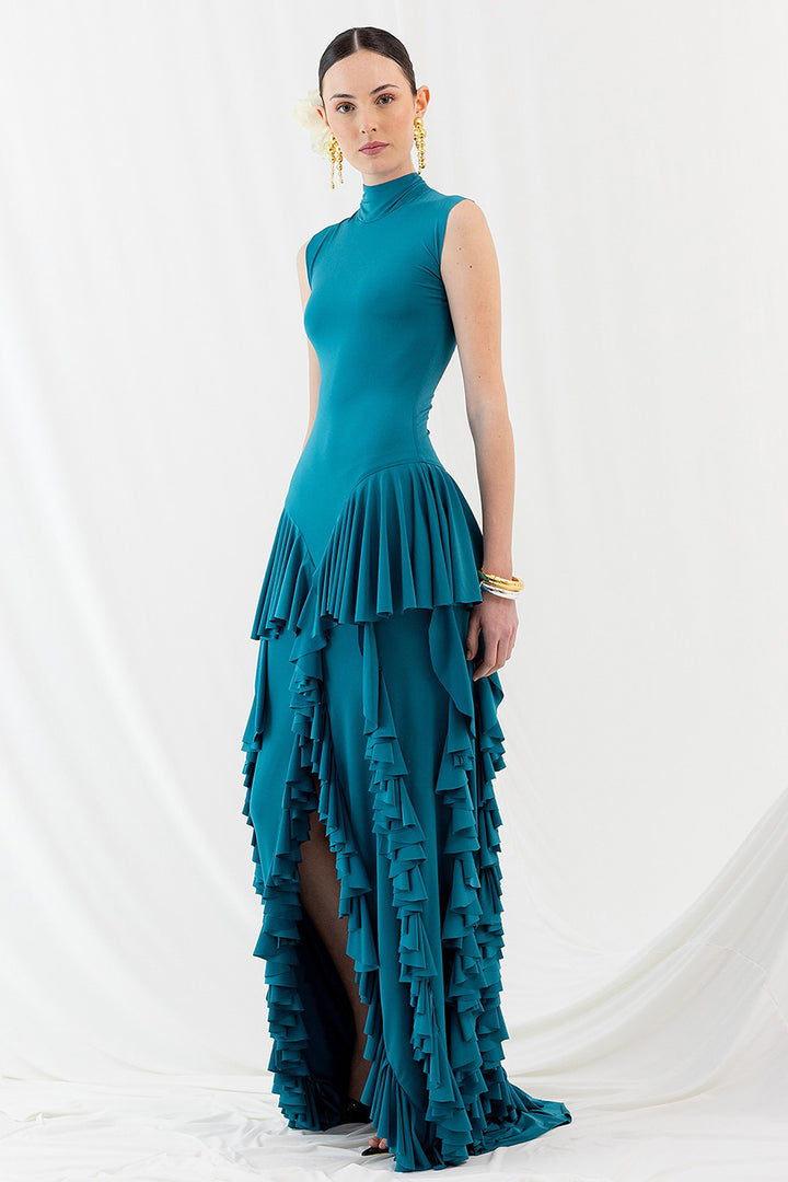 A-line Long Dress with Ruffles