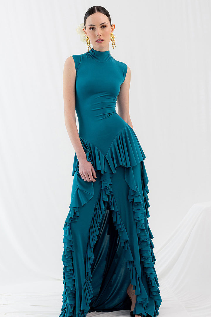 A-line Long Dress with Ruffles