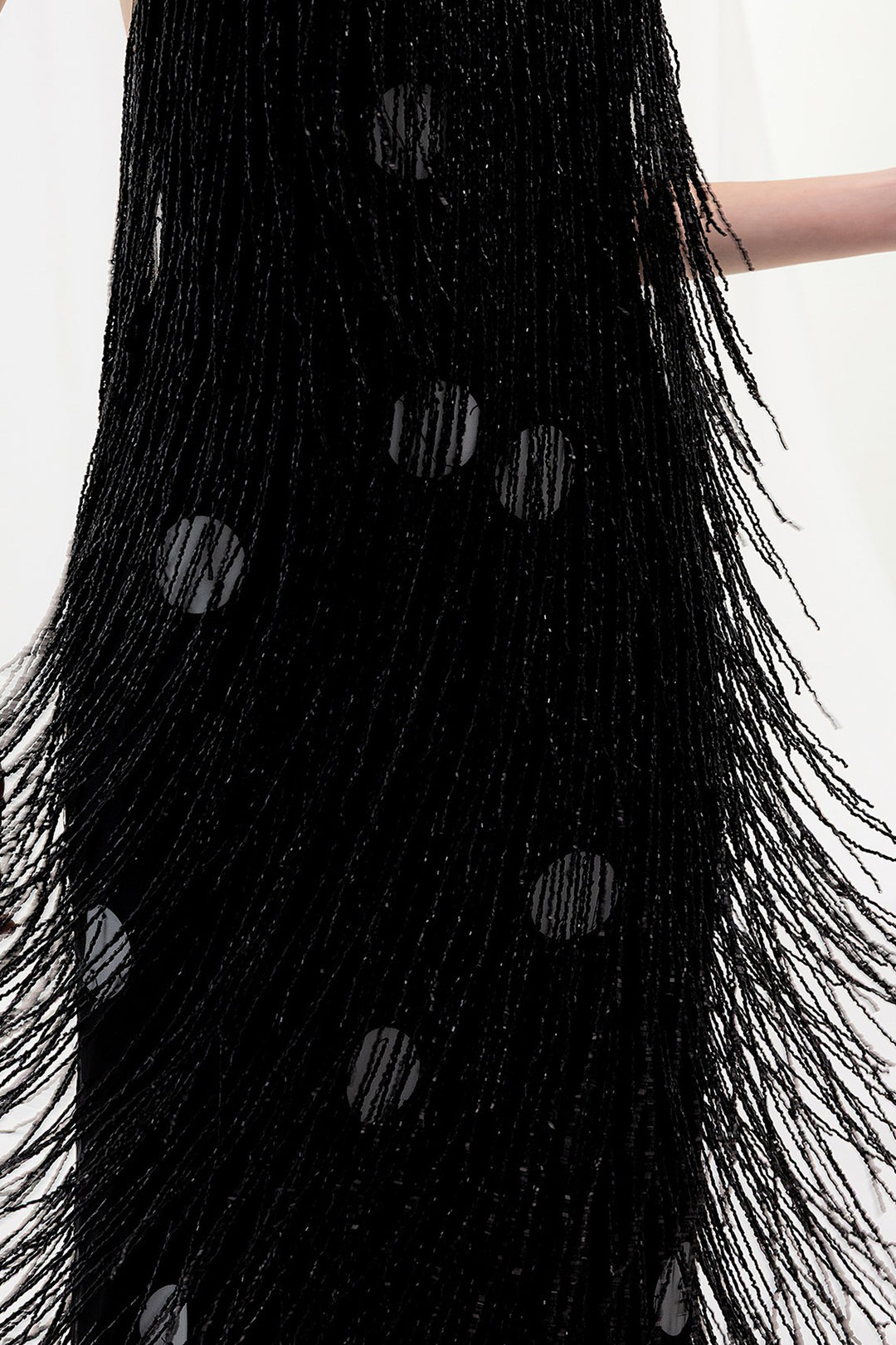 Long Fringe Dress with Polka Dots