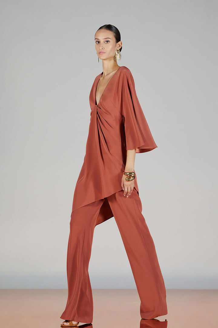 V-neckline Satin Pantsuit