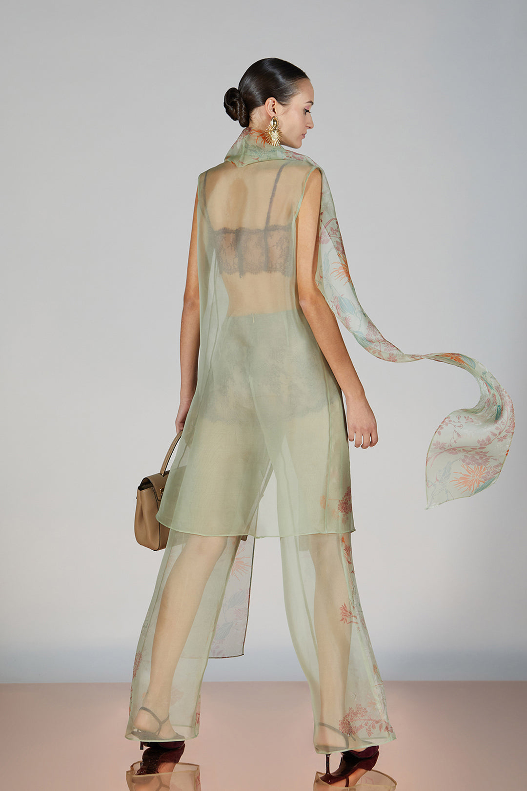 Print Open-Neckline Pantsuit