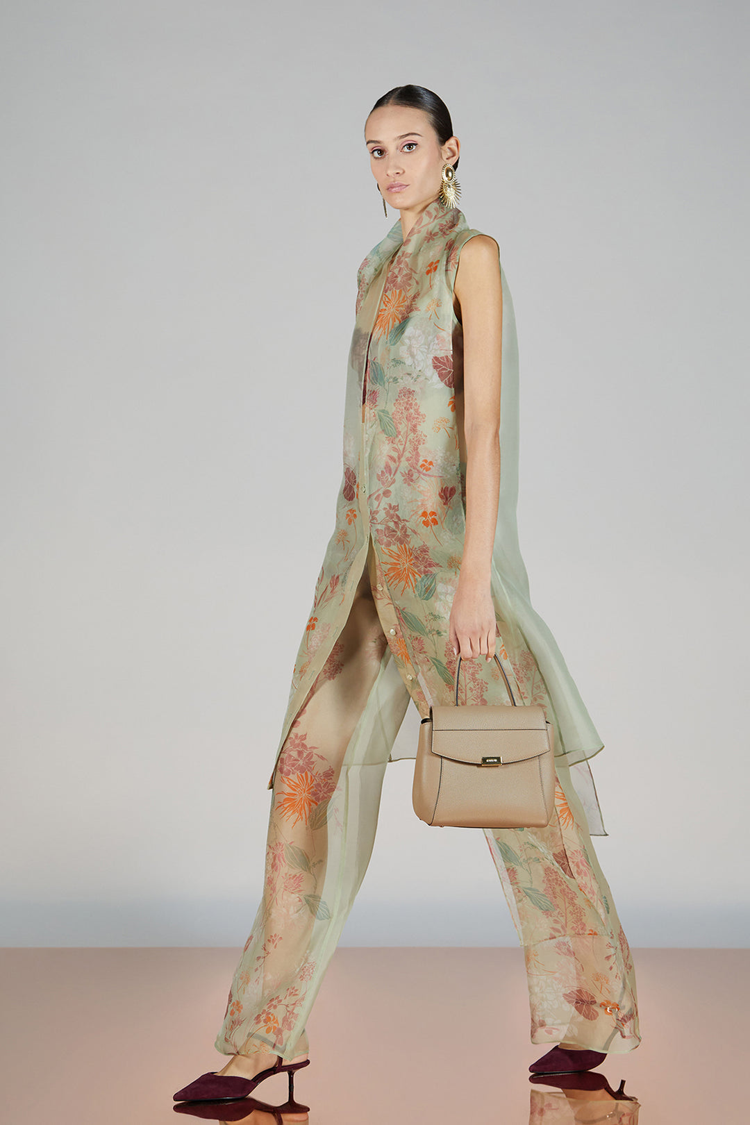 Print Open-Neckline Pantsuit