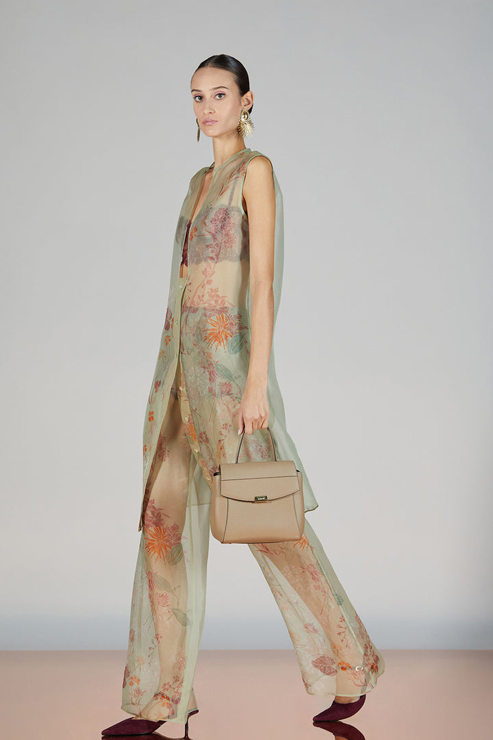 Print Open-Neckline Pantsuit