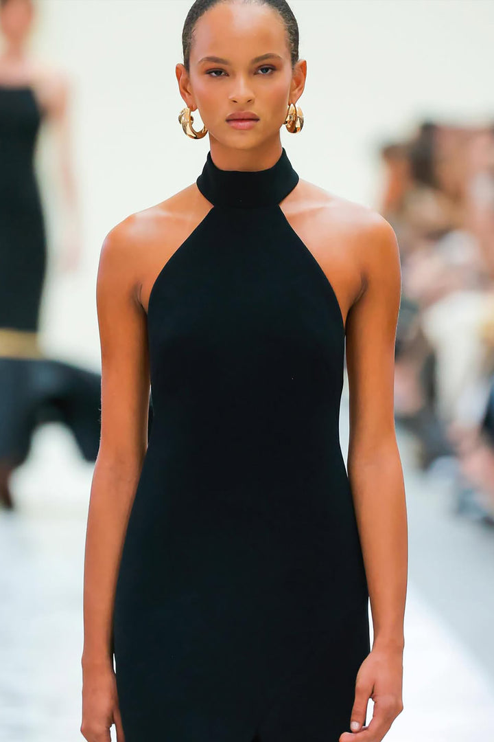 Halter-Neck A-Line Long Dress