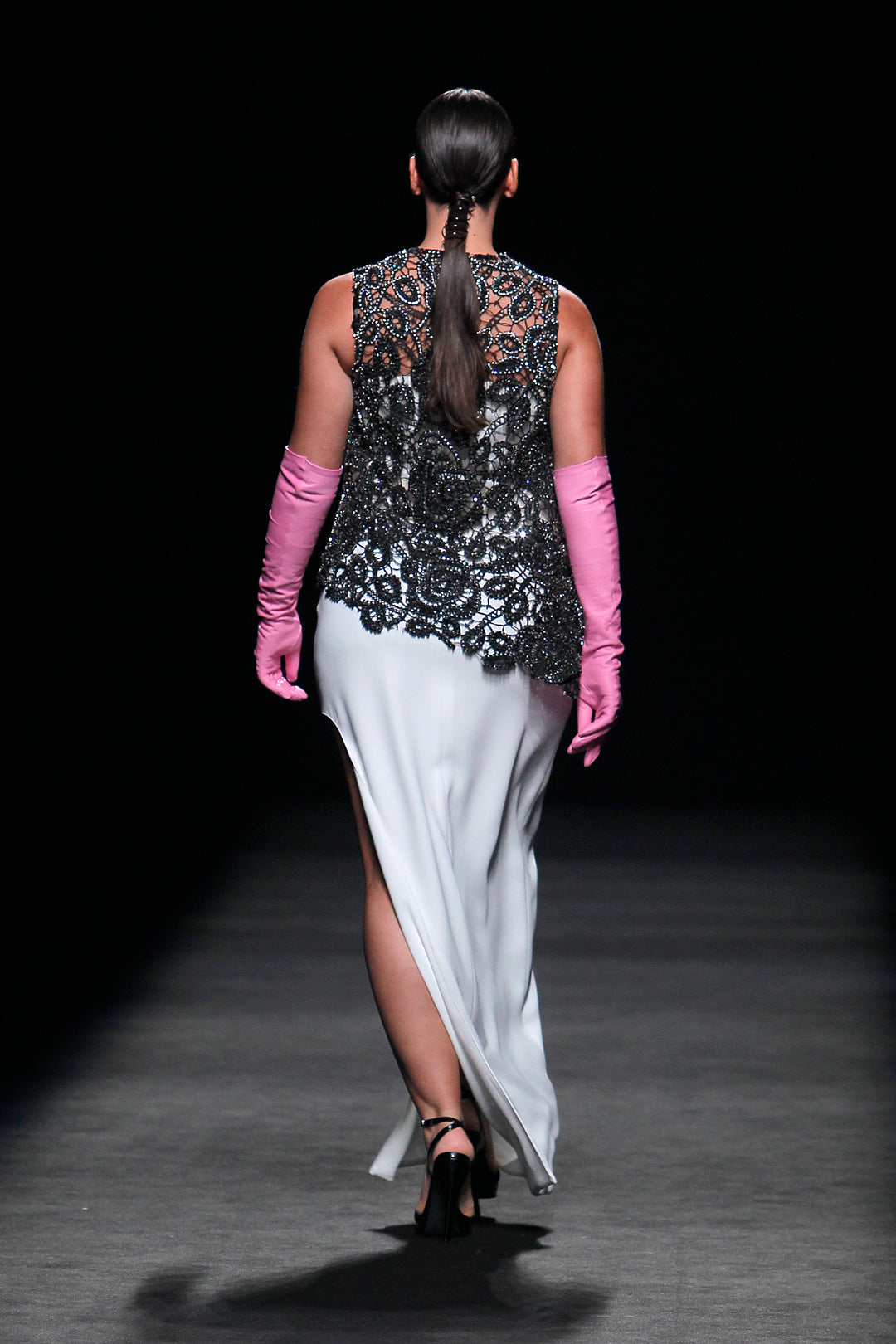 Strapless Dress with Embroidered Lace Bodice