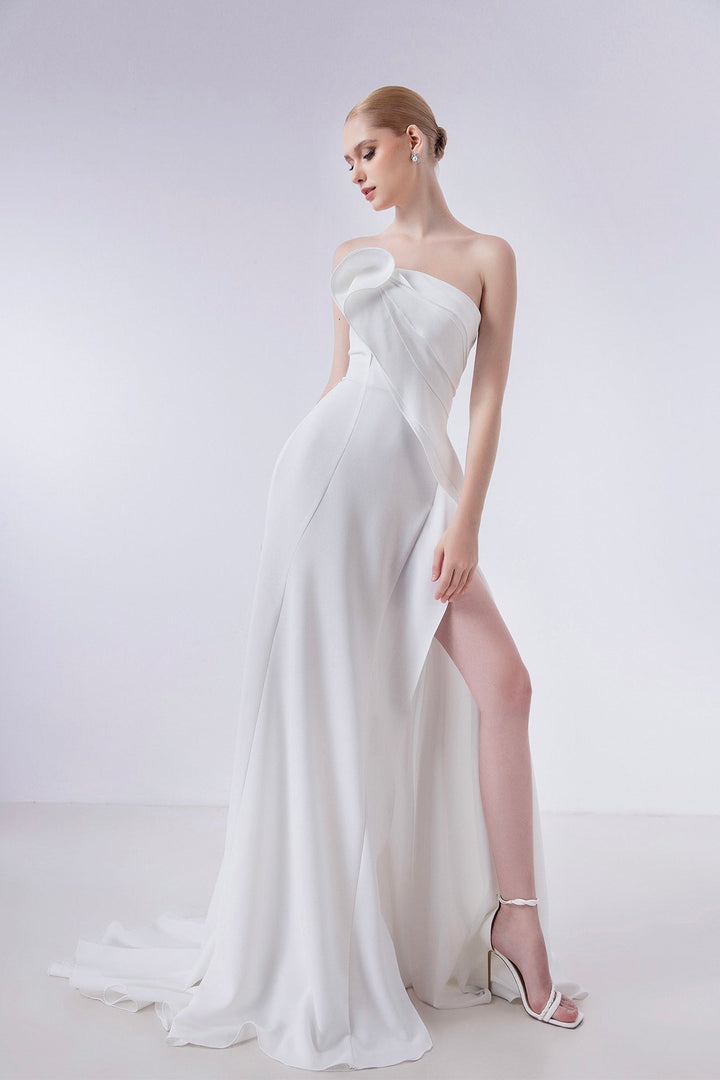 Strapless Slit Gown