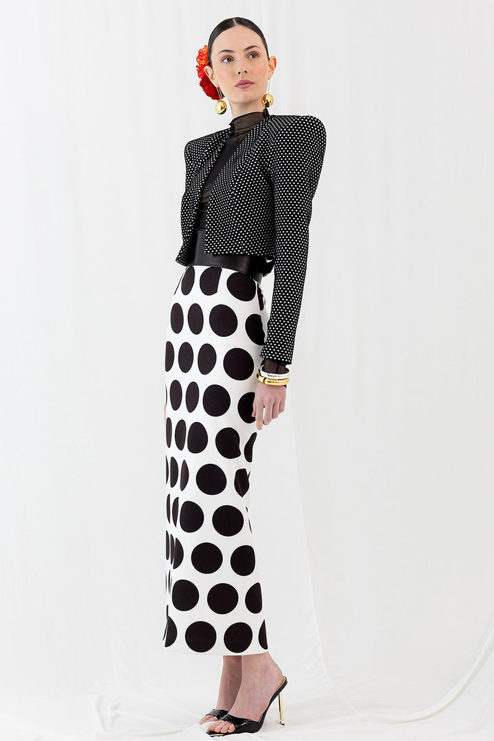 Transparent Top with Perkins Collar Knitted Bolero Jacket