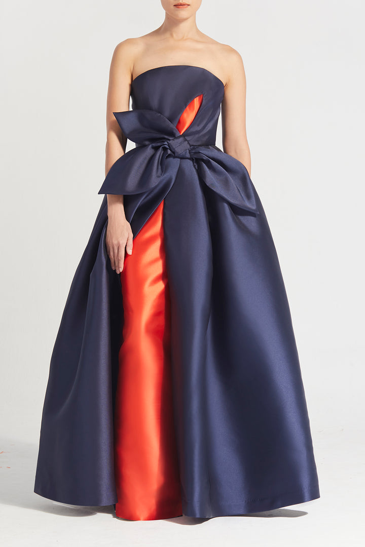 Strapless Taffeta Gown with Bow