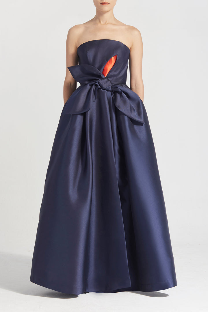 Strapless Taffeta Gown with Bow