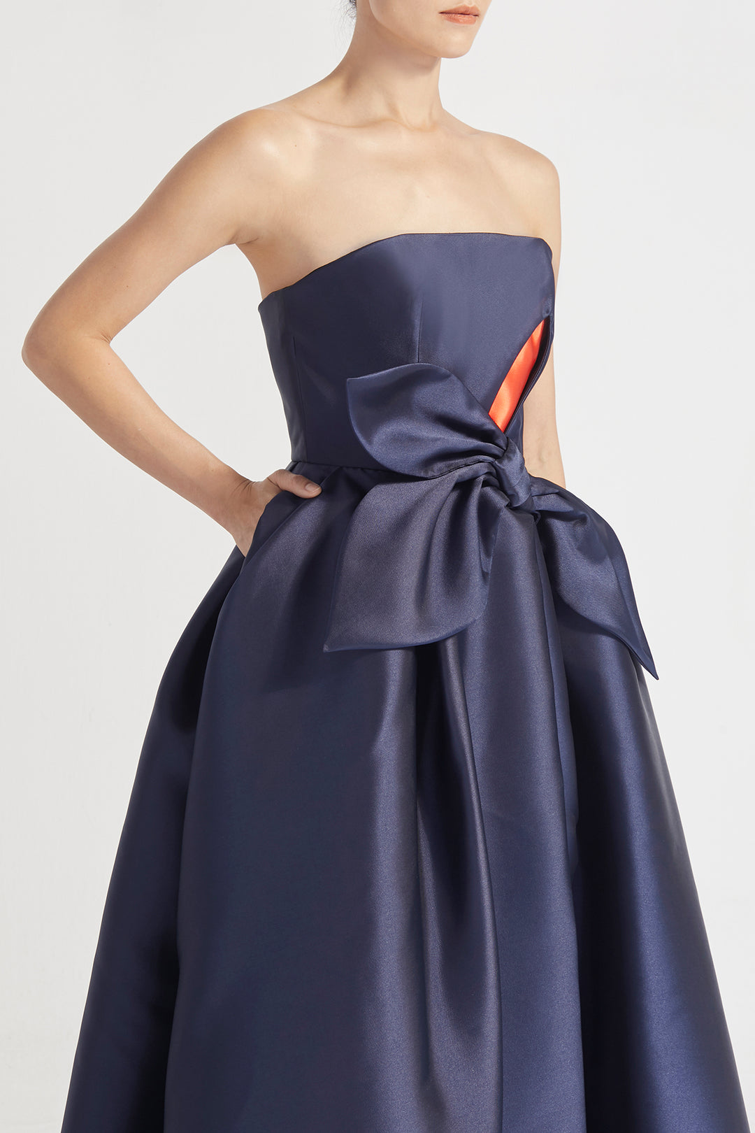 Strapless Taffeta Gown with Bow