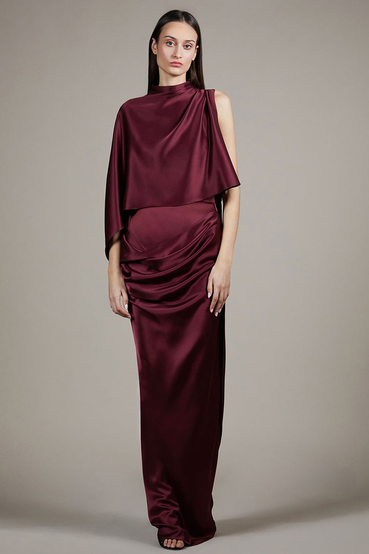 One-Shoulder Satin Column Dress