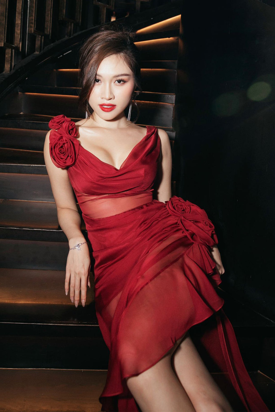 Red Asymmetrical Gown