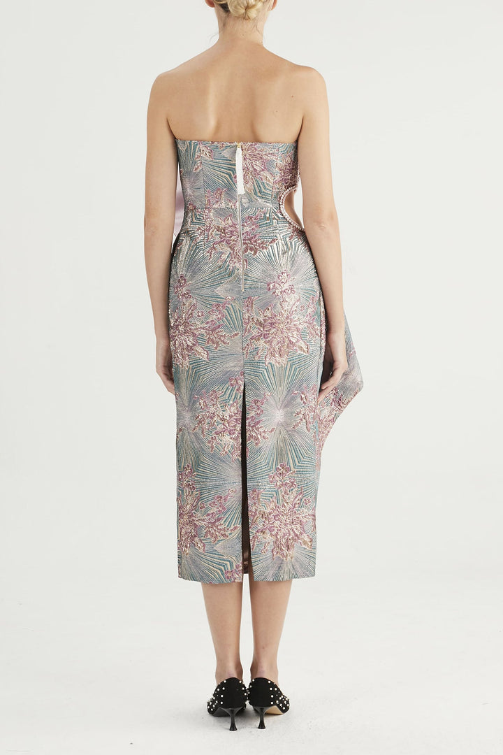 Midi Sleevless Dress With Fan-Shaped Detail