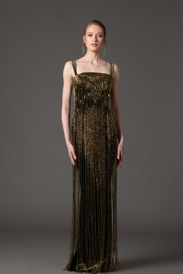 Velvet Beaded Embroidered Dress