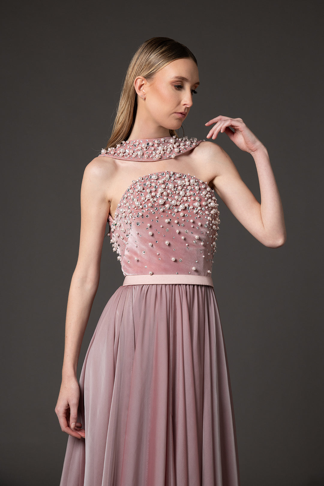 chiffon velvet dress Mary Velvet And Chiffon Maxi Dress
