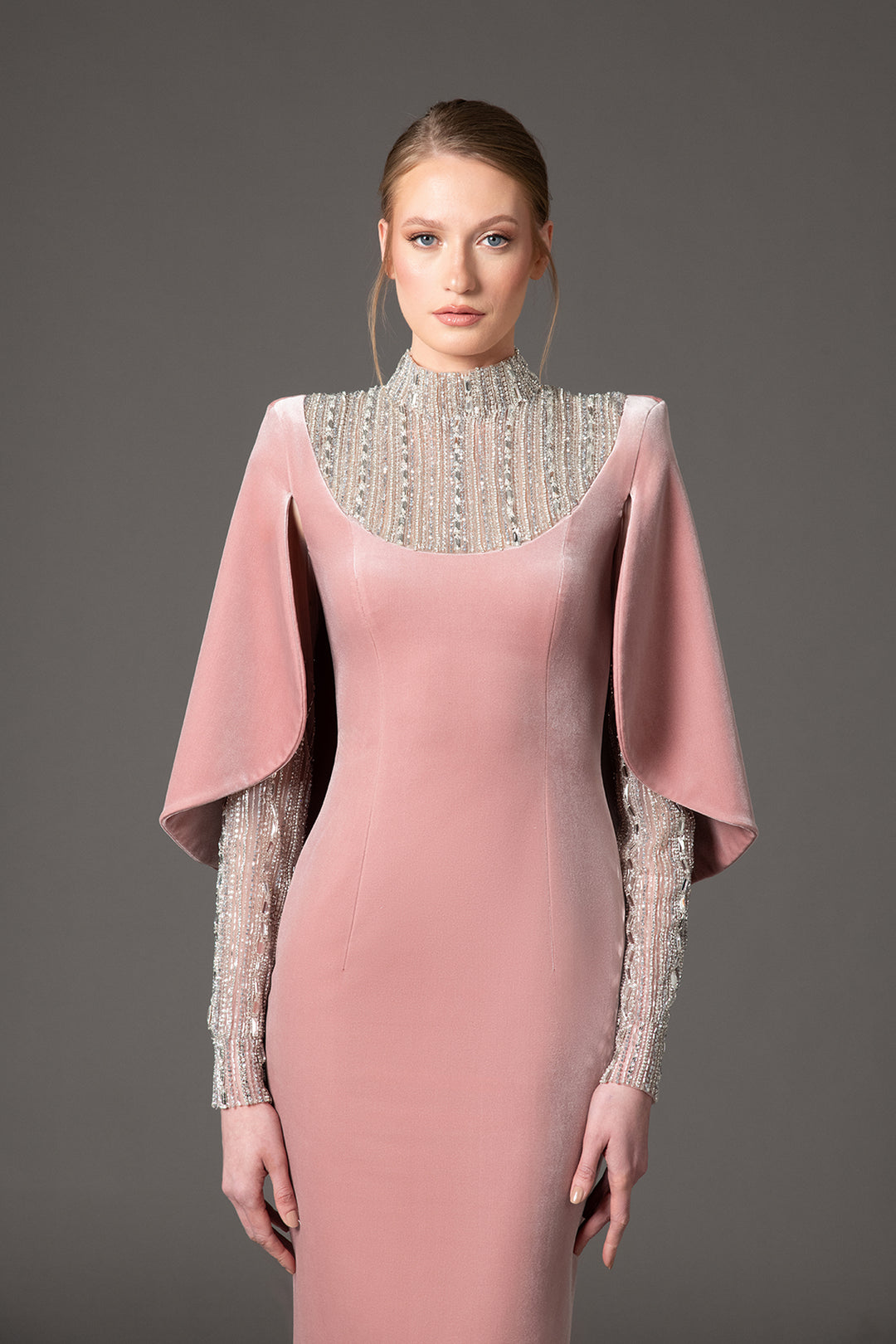 Velvet Baguette Embroidered Dress