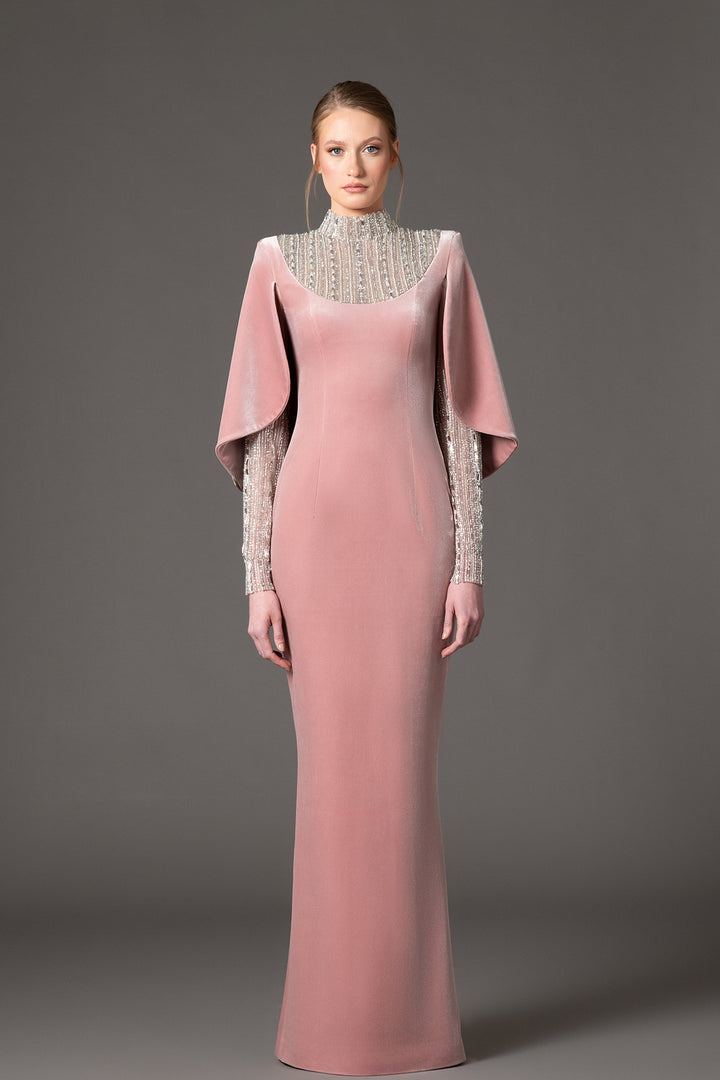 Velvet Baguette Embroidered Dress