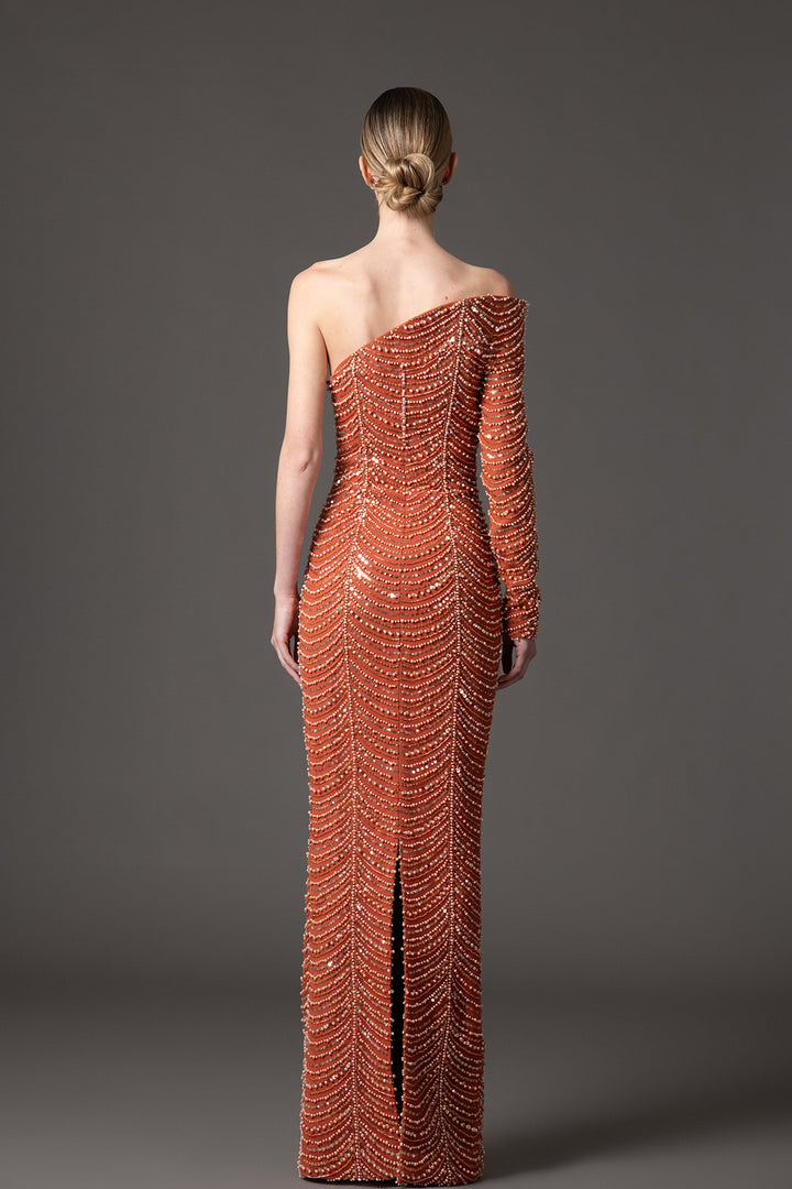 Embroidered Crepe Dress