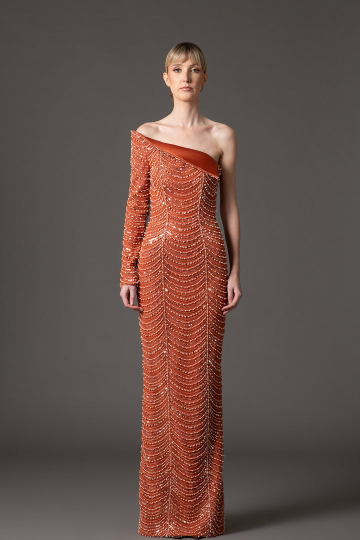 Embroidered Crepe Dress