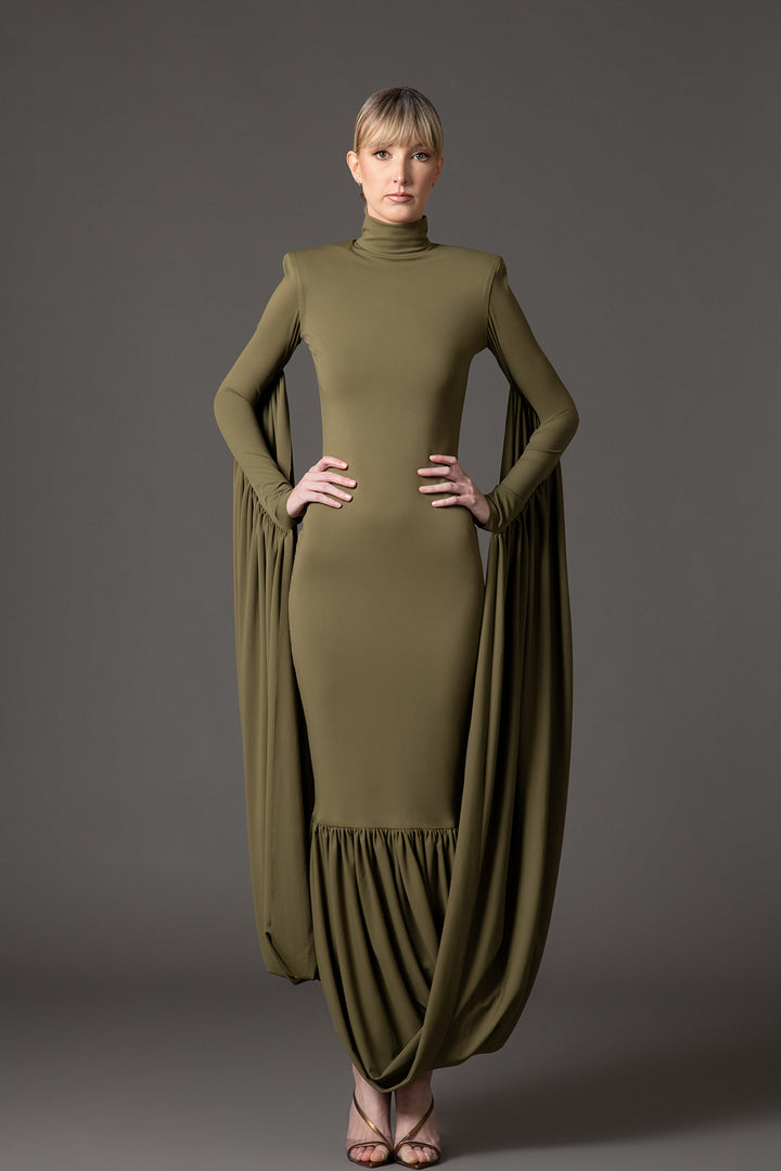 Jersey Dress with Draped Neckline