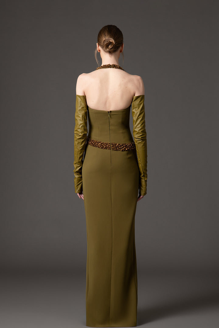 Crepe Dress with Embroidery