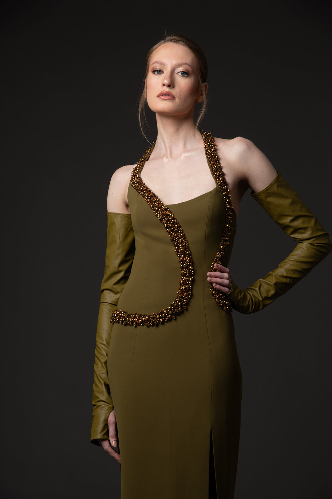 Crepe Dress with Embroidery
