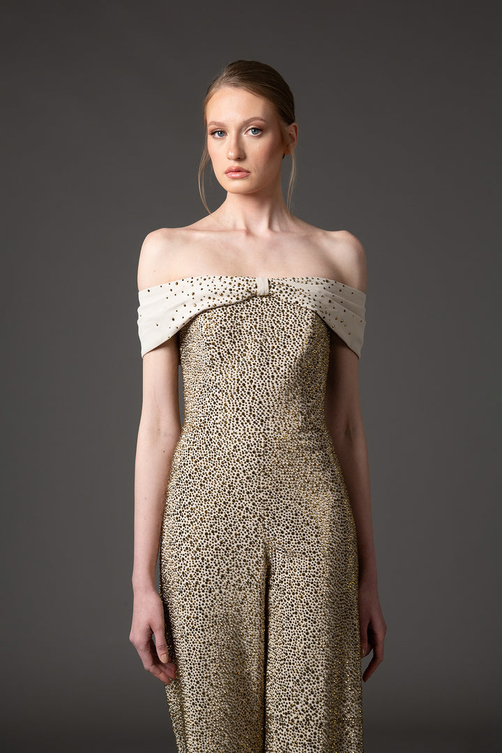 Crepe Jumpsuit with Embroidery