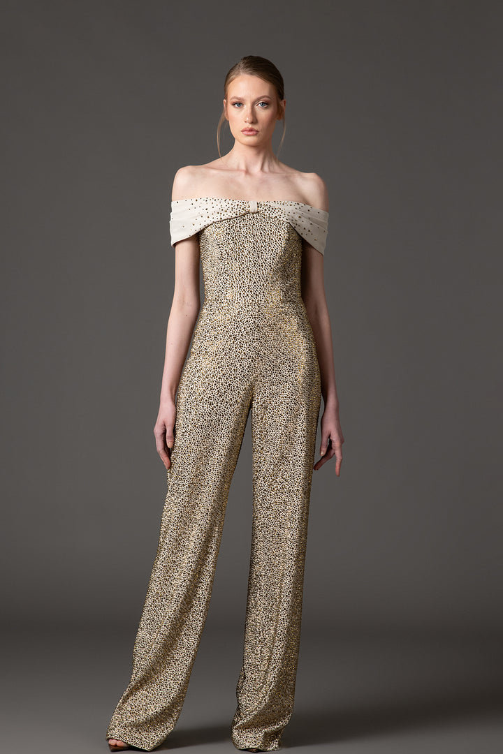 Crepe Jumpsuit with Embroidery