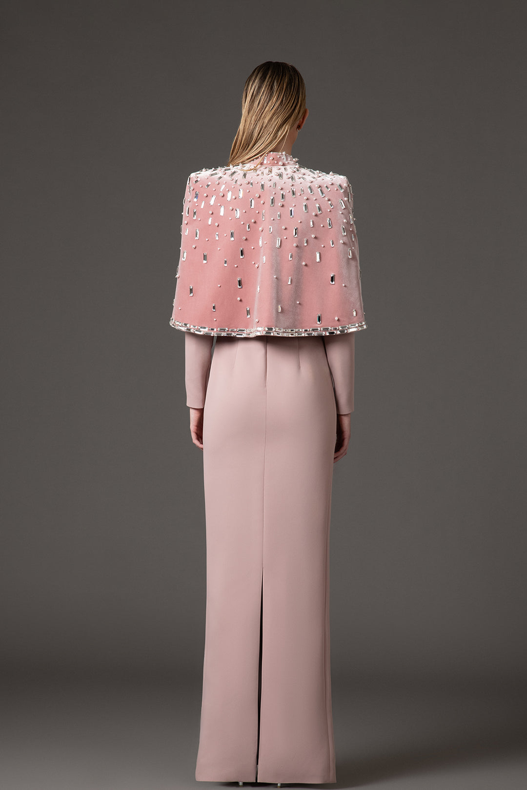 Crepe Dress with Velvet Bolero