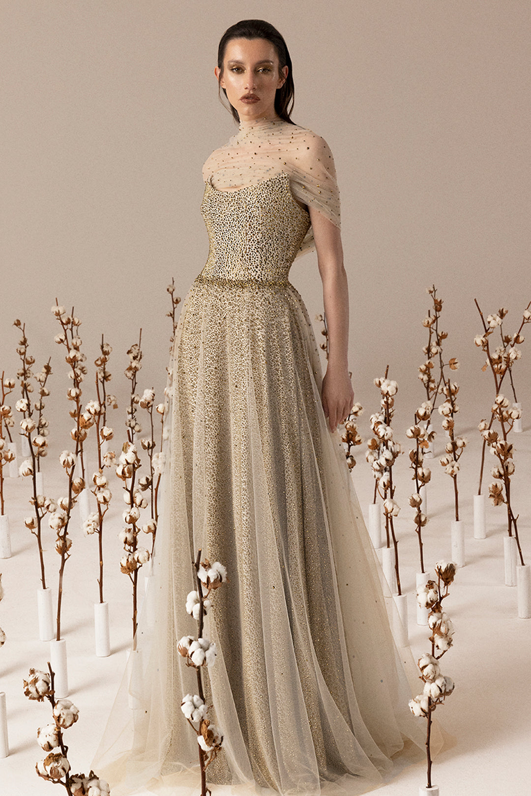 Light Tulle Embroidered with A-line Long Dress