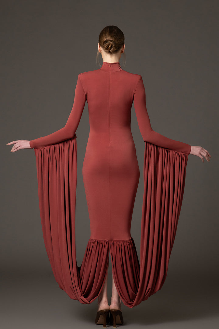 Jersey Dress with Draped Neckline