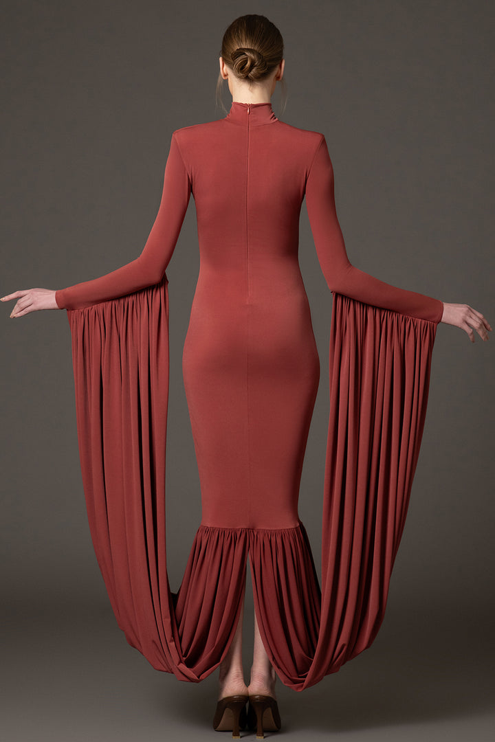 Jersey Dress with Draped Neckline