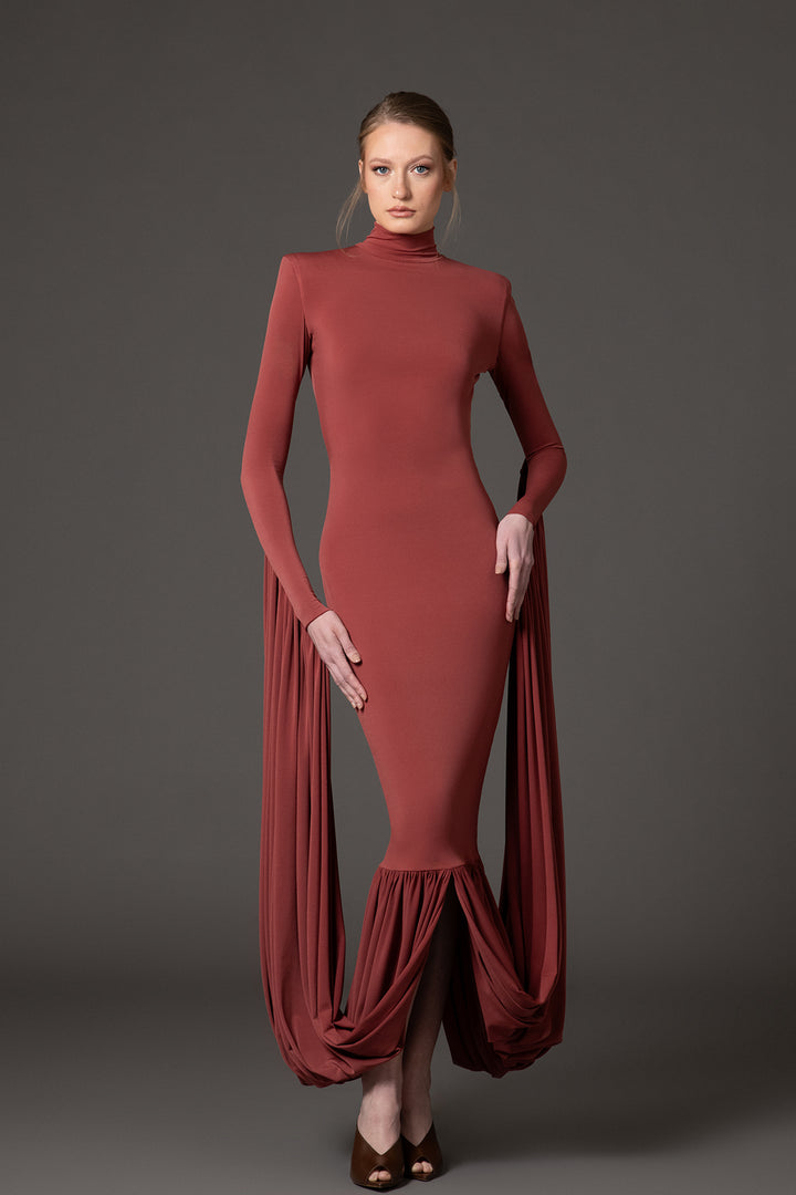 Jersey Dress with Draped Neckline