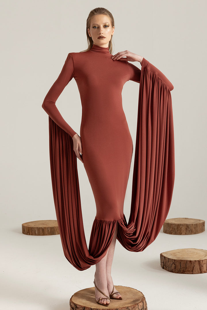 Jersey Dress with Draped Neckline