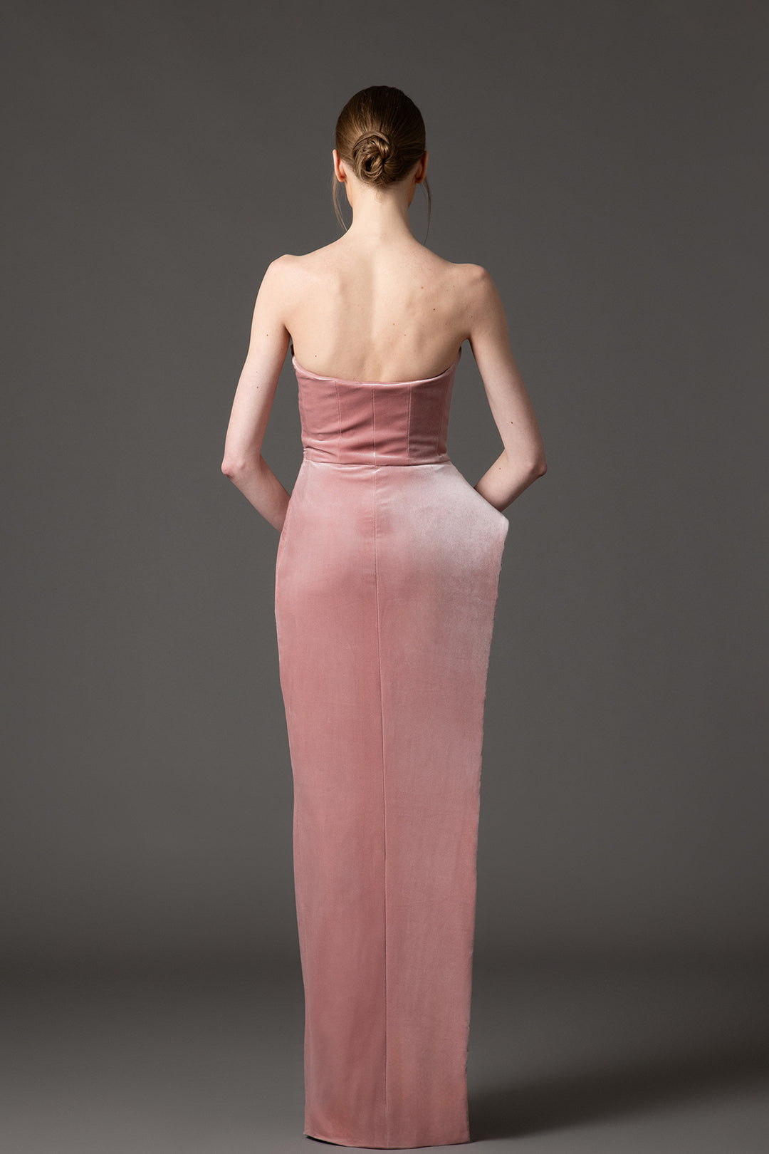 Velvet Dress with Crystal Pearl Embroidery