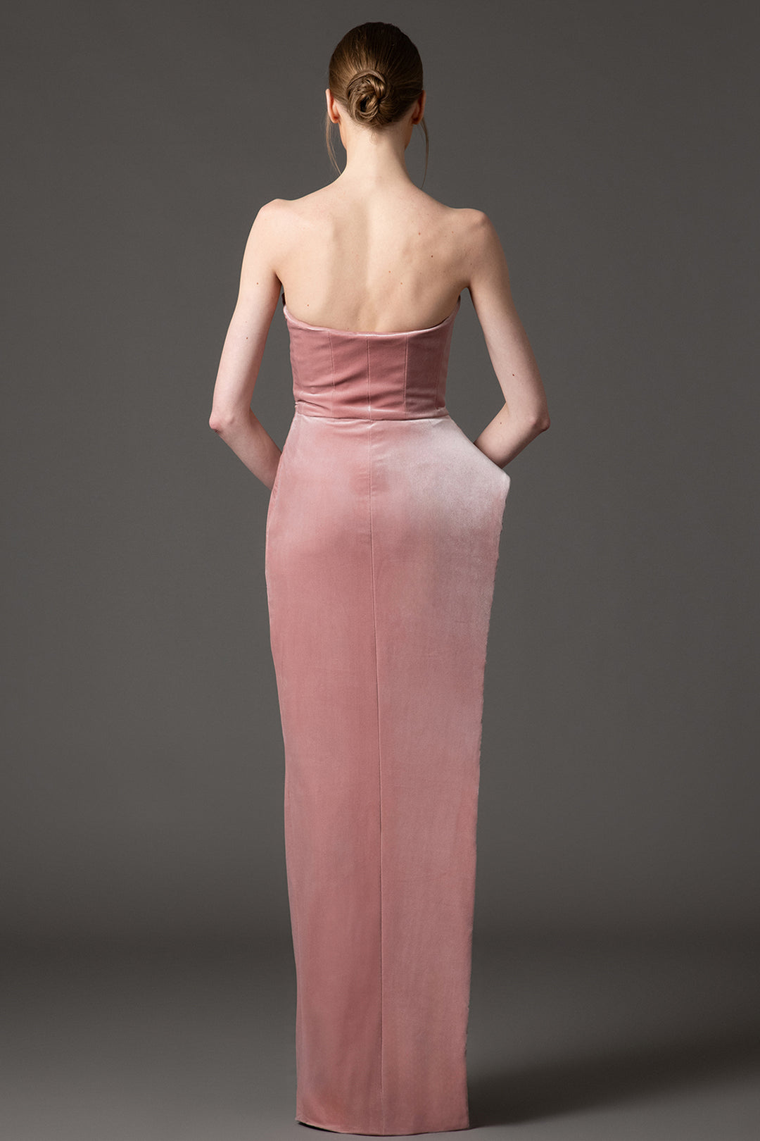 Velvet Dress with Crystal Pearl Embroidery