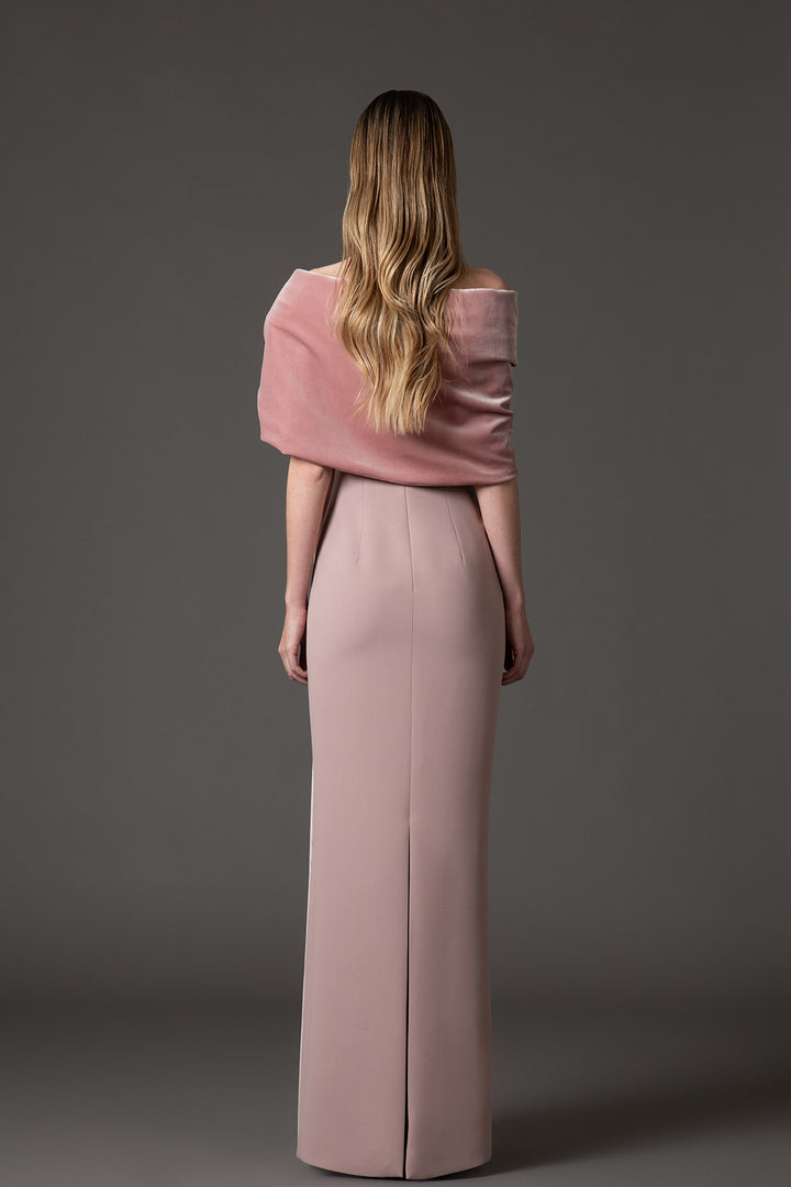 Crepe Velvet Dress with Crystals