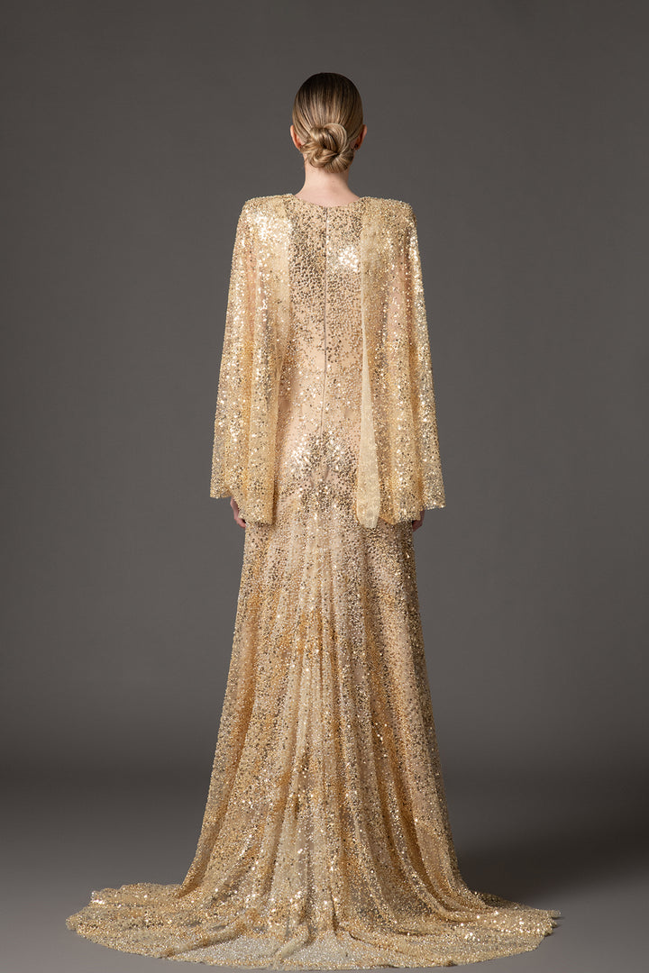 Cape Embroidered Dress