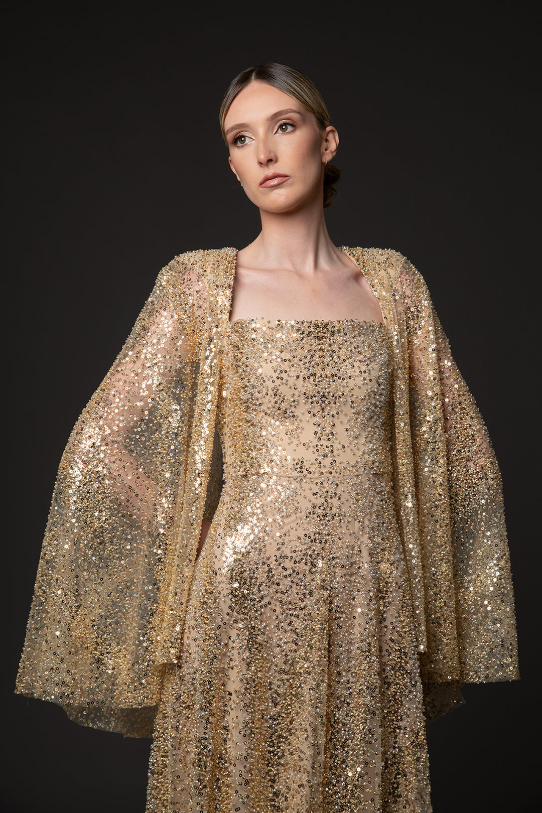 Cape Embroidered Dress