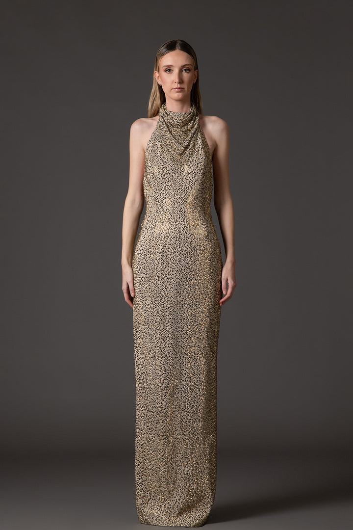 Halter Neckline Embroidered Dress