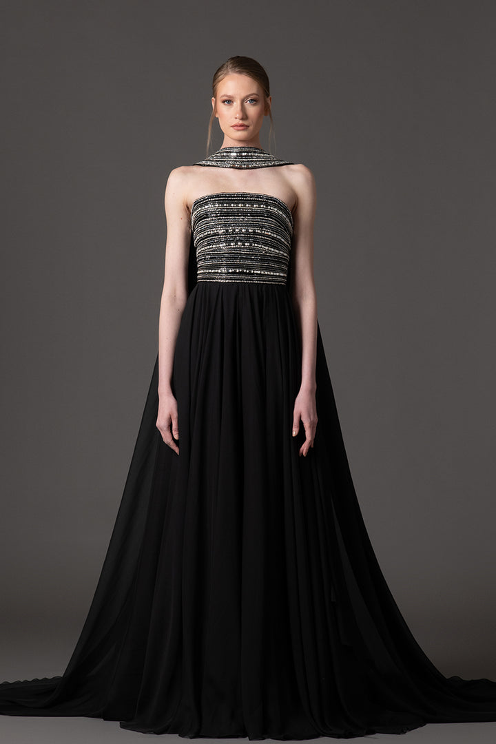 Chiffon Dress with Embroidery