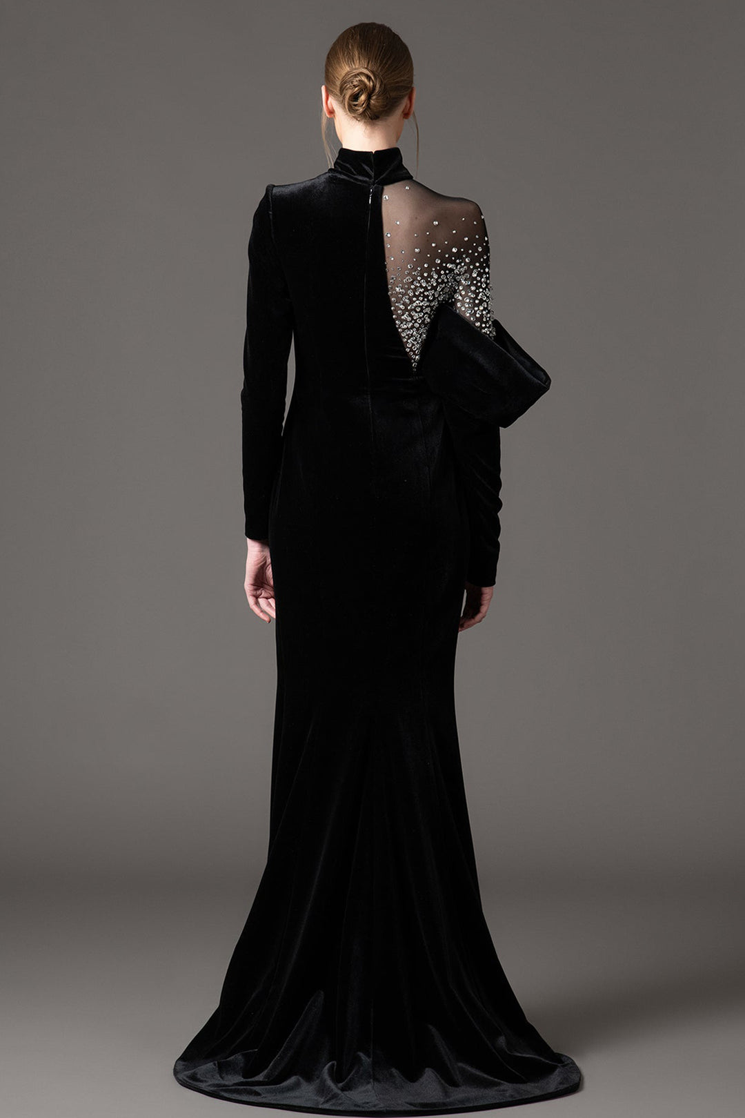 Velvet Long Dress with Embroidery