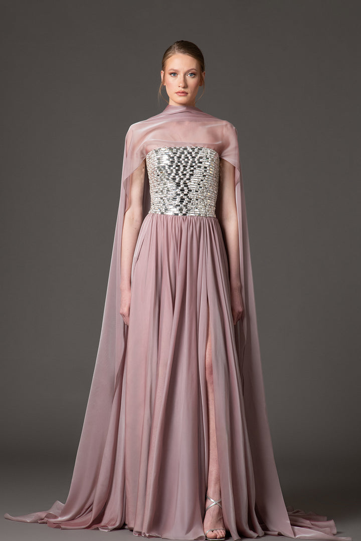 Baguette Corset Dress with Chiffon Skirt