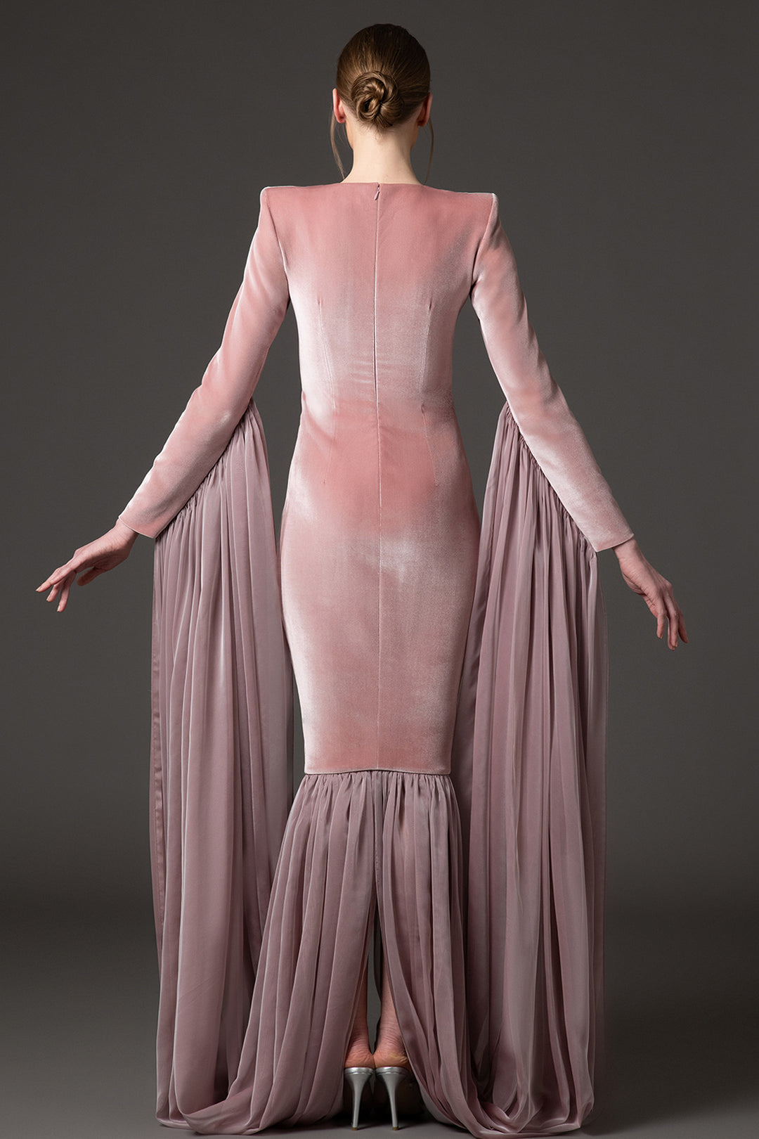 Velvet Mermaid Dress with Draped Back