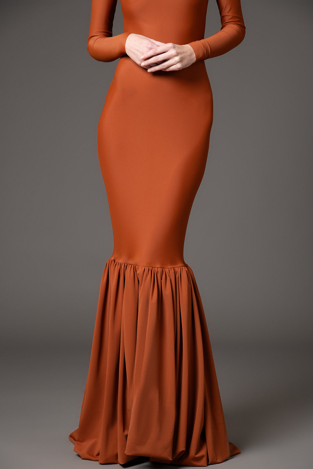 Long Sleeves with High-Neckline Mermaid Dress